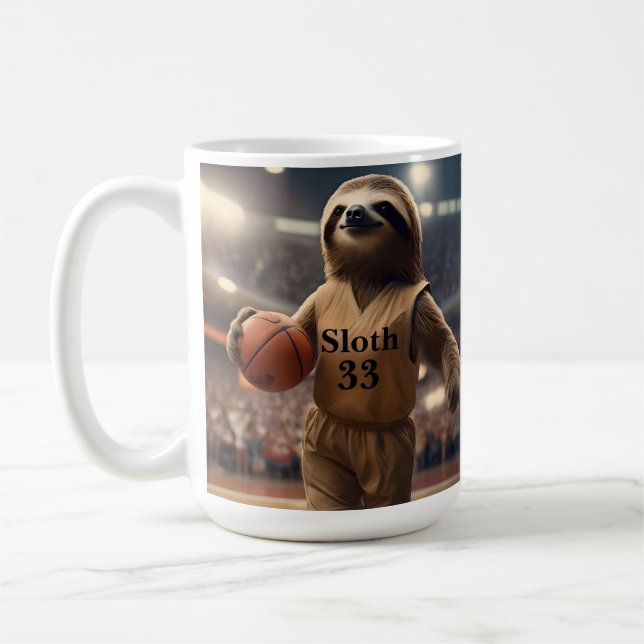 Hoops and Hangs: The Slam Dunking Sloth, Coffee Mug (Left)