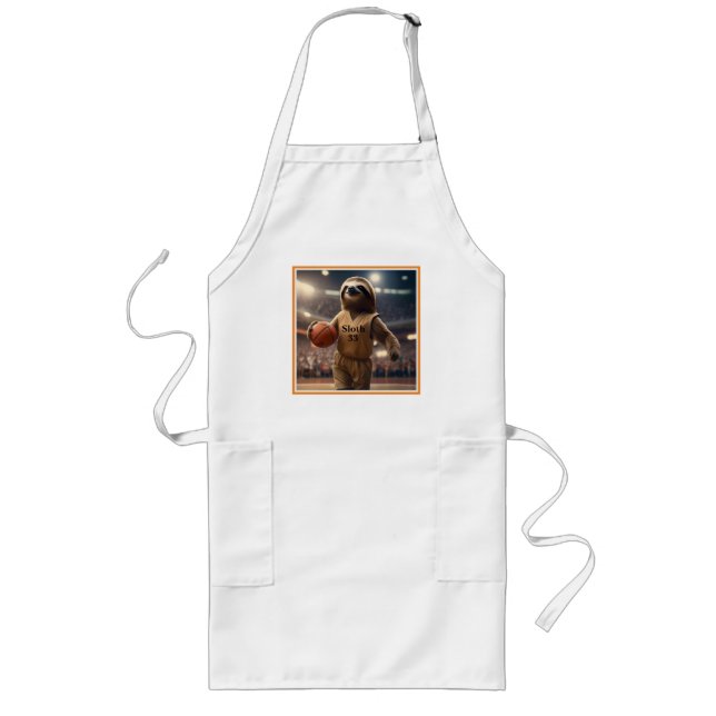 Hoops and Hangs: The Slam Dunking Sloth, Long Apron (Front)