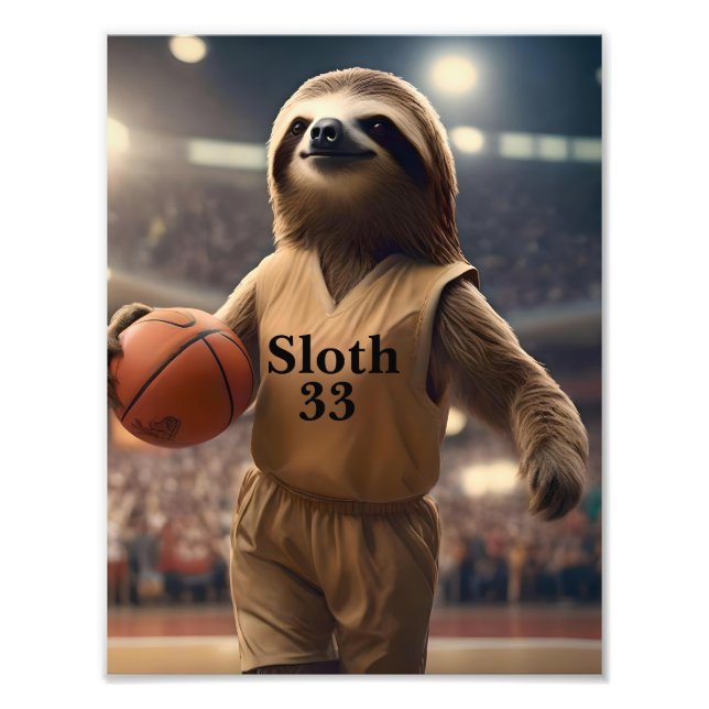 Hoops and Hangs: The Slam Dunking Sloth, Photo Print (Front)