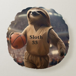Hoops and Hangs: The Slam Dunking Sloth, Round Pillow