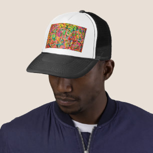 Hoops art design mixed colours jingle jangle trucker hat