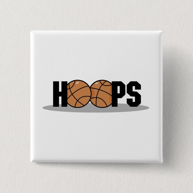 Hoops Basketball T-shirts and Gifts 2 Inch Square Button (Front)