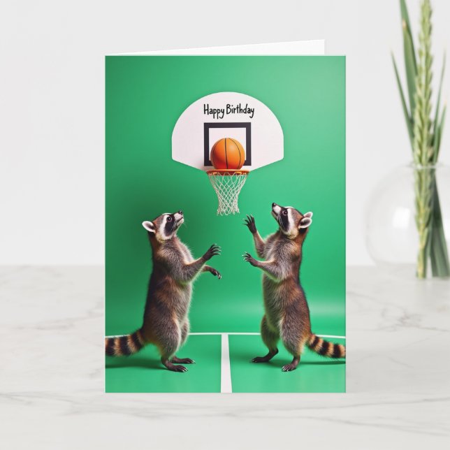 Hoops Birthday Animal Card (Front)