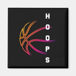 Hoops Bysketbyll Player Retro Magnet