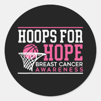 Hoops For Hope Basketball Player Breast Cancer Awa Classic Round Sticker