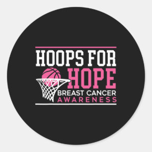 Hoops For Hope Basketball Player Breast Cancer Awa Classic Round Sticker