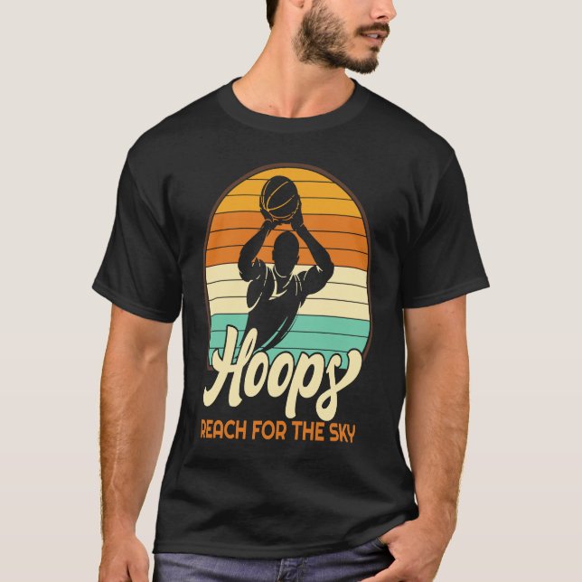 Hoops Reach For The Sky Basketball T-Shirt (Front)