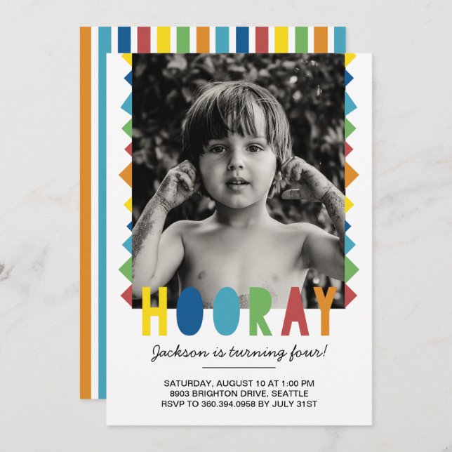 Hooray Birthday Invitation (Front/Back)