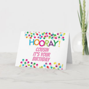 HOORAY **COUSIN SUR VOTRE CARTE D'ANNIVERSAIRE**