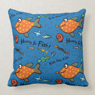 Hooray For Fish Pattern Throw Pillow