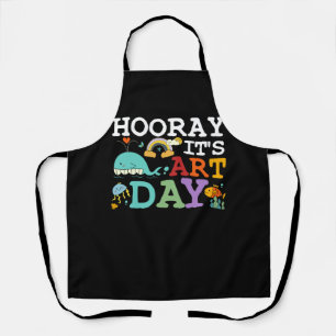 Hooray Its Art Day Art Teacher Rainbow Cute Studen Apron