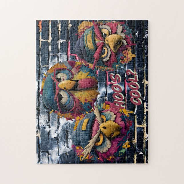 HOO'S COOL? - Urban Owls Graffiti Art Puzzle (Vertical)