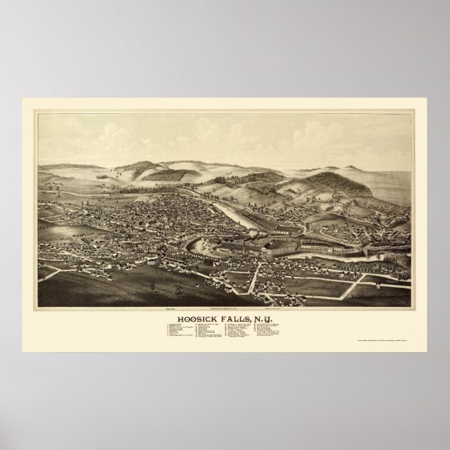 Hoosick Falls, NY Panoramic Map - 1889 Poster (Front)