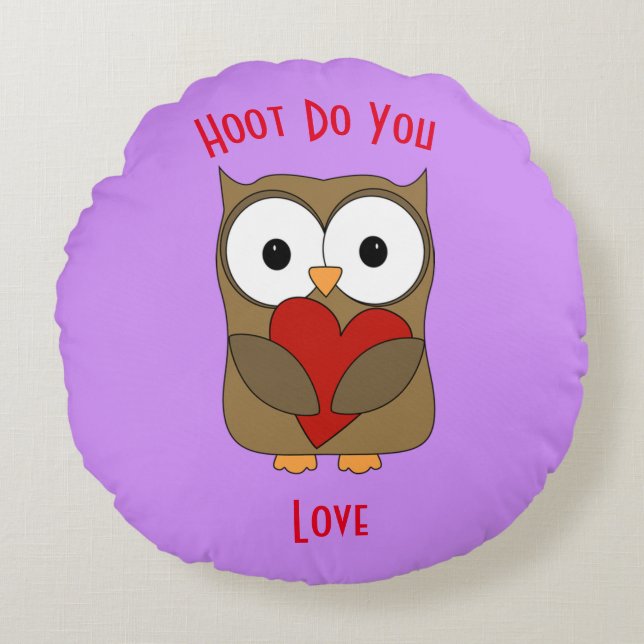 Hoot Do You Love Round Pillow (Front)