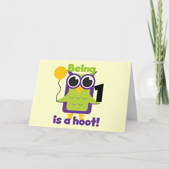 Hoot Owl 1st Birthday T-shirts and Gifts Card (Front)