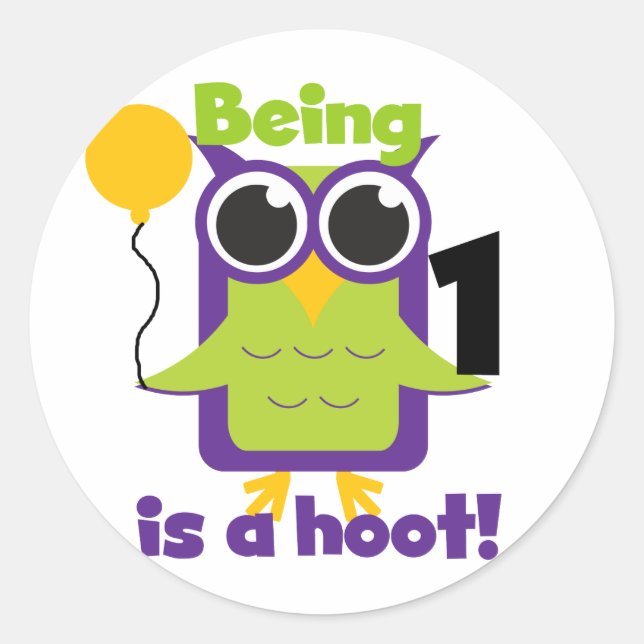 Hoot Owl 1st Birthday T-shirts and Gifts Classic Round Sticker (Front)