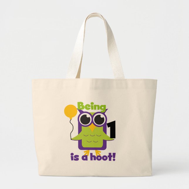 Hoot Owl 1st Birthday T-shirts and Gifts Large Tote Bag (Front)