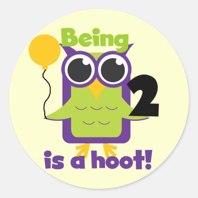 Hoot Owl 2nd Birthday T shirts and Gifts Classic Round Sticker (Front)