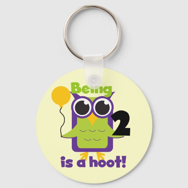 Hoot Owl 2nd Birthday T shirts and Gifts Keychain (Front)