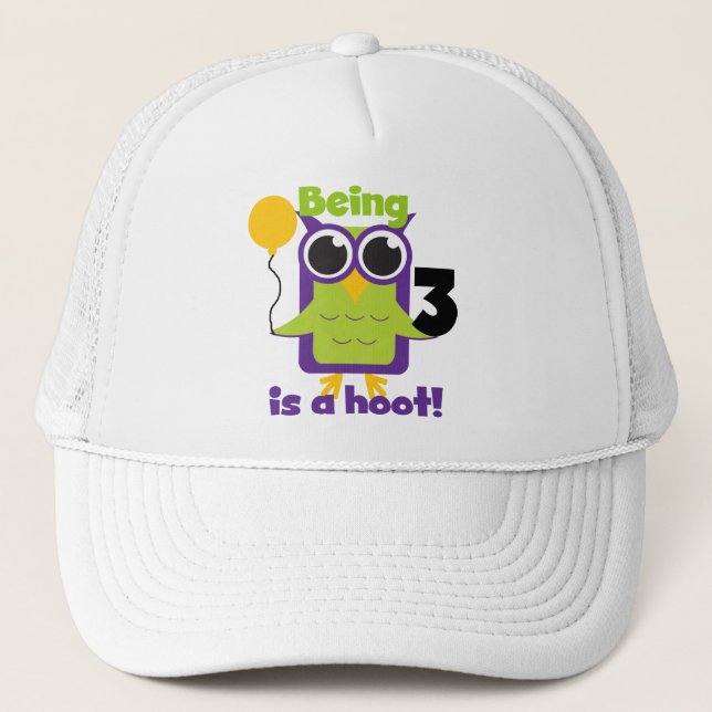 Hoot Owl 3rd Birthday T-shirts and Gifts Trucker Hat (Front)