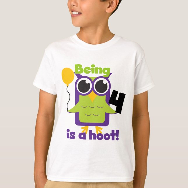 Hoot Owl 4th Birthday T-shirts and Gifts (Front)