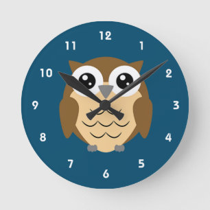 Hoot Owl Design Round Clock