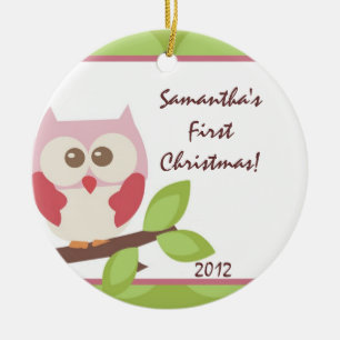 Hoot Owl Forest Woodlan Personalized Name Ornament
