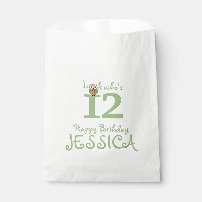 Hoot Owl Happy Birthday Favour Bag (Front)