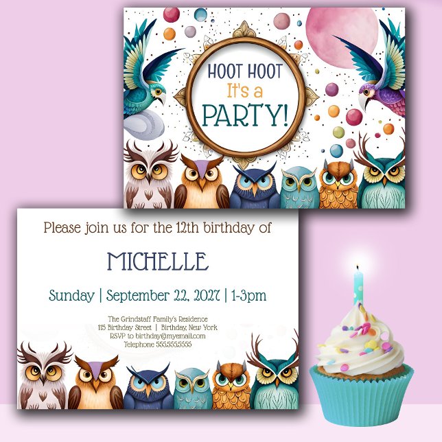 Hoot Owl Invitation personnalisée Anniversaire (Créateur téléchargé)