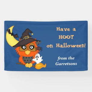 Hoot Owl Personalized Halloween Banner