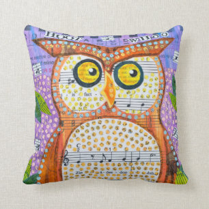 Hoot Owl & Singing Bird Throw Pillow
