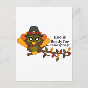HooThanksgivingBL Holiday Postcard