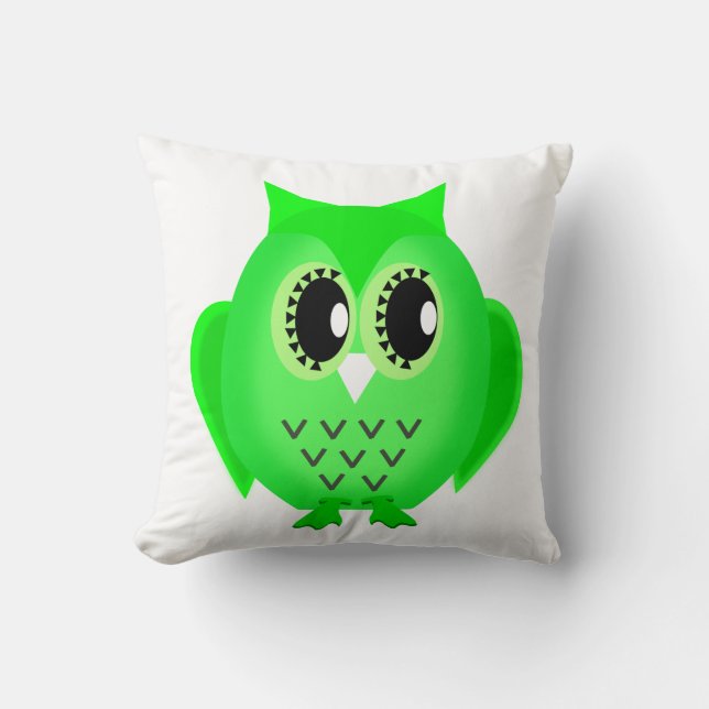Hootie Hoot Owl Lime Green Choose Background Colou Throw Pillow (Front)
