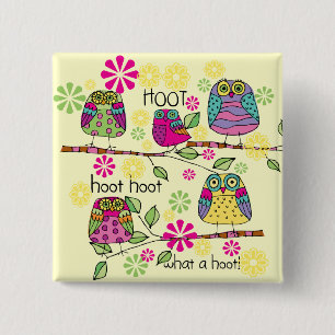 Hootie Owl 2 Inch Square Button