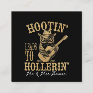 Hootin’ Leads to Hollerin’ – A Playful Cowboy Owl Square Business Card