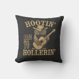 Hootin’ Leads to Hollerin’ – A Playful Cowboy Owl Throw Pillow