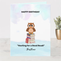 "Hooting for a Good Read!" Book lover BIRTHDAY