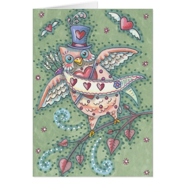 HOOTS N' HEARTS OWL VALENTINE'S DAY NOTE CARD (Front)