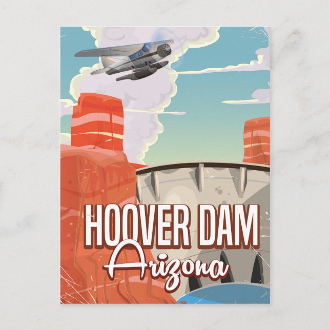 Hoover Dam Nevada Arizona Vintage cartoon Postcard (Front)