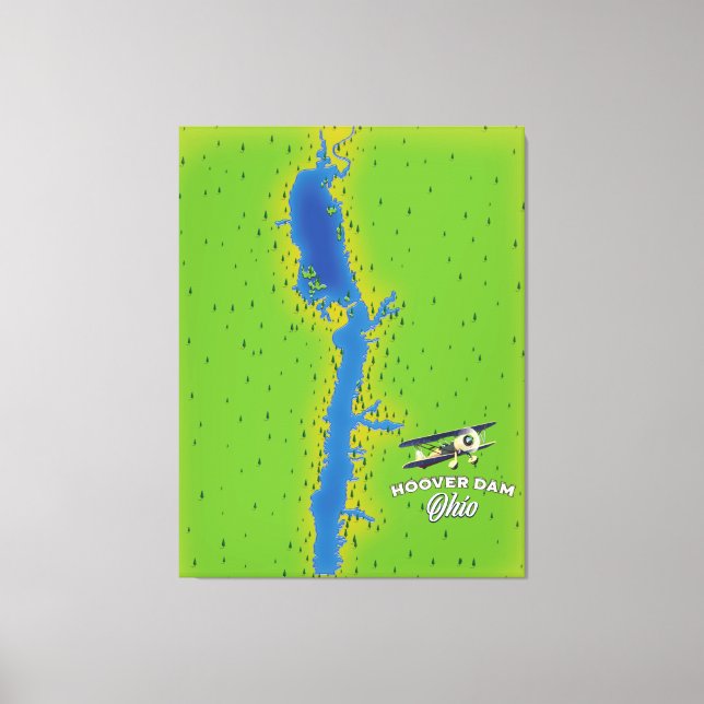 Hoover Dam Ohio Cartographic Map Canvas Print (Front)