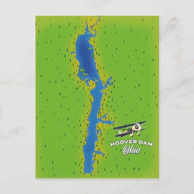 Hoover Dam Ohio Cartographic Map Postcard (Front)