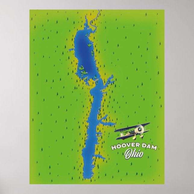 Hoover Dam Ohio Cartographic Map Poster (Front)