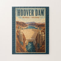 Hoover Dam Power Plant Illustration Travel Art