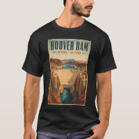 Hoover Dam Power Plant Illustration Travel Art