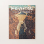 Hoover Dam Travel Art Vintage Jigsaw Puzzle<br><div class="desc">Hoover Dam in a vector art style. Hoover Dam is a concrete arch-gravity dam in the Black Canyon of the Colorado River,  on the border between the U.S. states of Nevada and Arizona.</div>