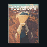 Hoover Dam Travel Art Vintage Postcard<br><div class="desc">Hoover Dam in a vector art style. Hoover Dam is a concrete arch-gravity dam in the Black Canyon of the Colorado River,  on the border between the U.S. states of Nevada and Arizona.</div>