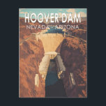 Hoover Dam Travel Art Vintage Postcard<br><div class="desc">Hoover Dam in a vector art style. Hoover Dam is a concrete arch-gravity dam in the Black Canyon of the Colorado River,  on the border between the U.S. states of Nevada and Arizona.</div>