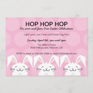 Hop Hop Bunny Rabbit Easter  Party Invitation
