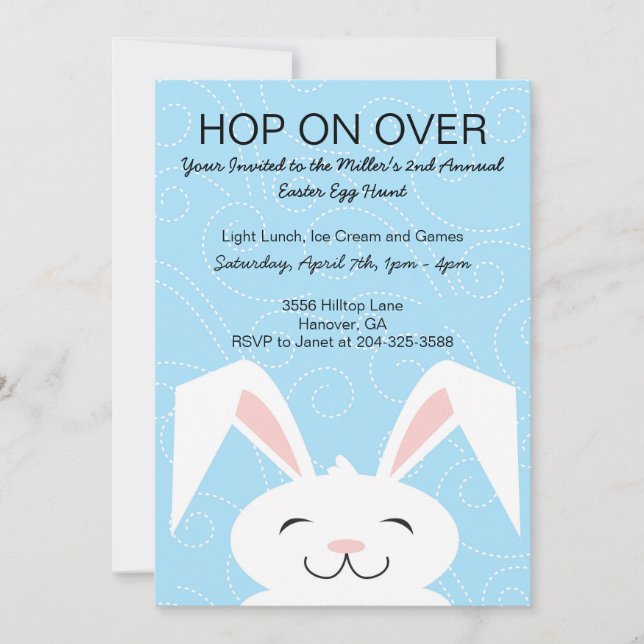 Hop Hop Bunny Rabbit Invitation à la fête de Pâque (Devant)