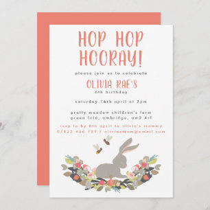 Hop Hop Hooray Rabbit Anniversaire Fête Invitation